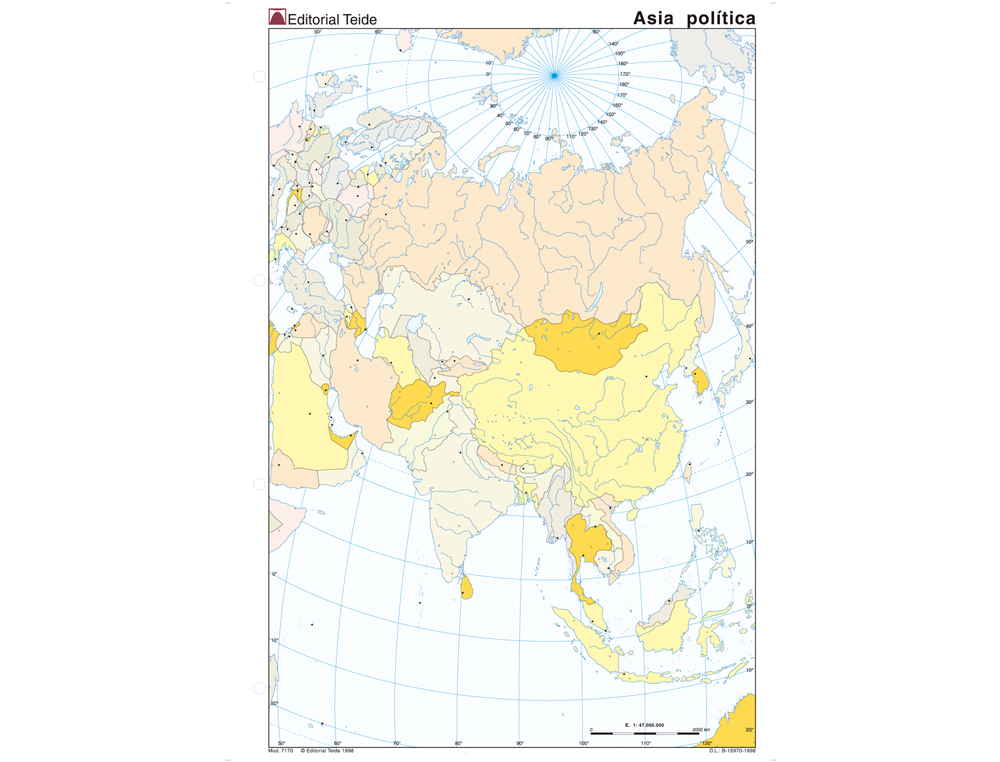 Mapa mudo color asia -politico (100 unidades) ( Imagem 2 de 2 ) - Preview