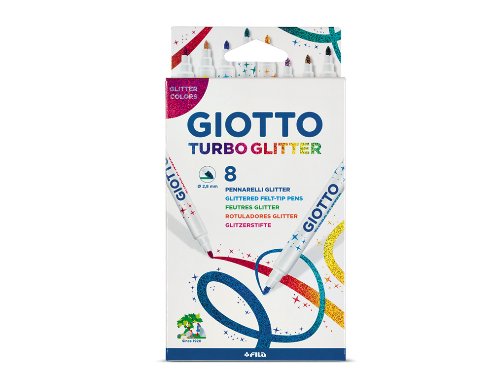 Marcador giotto turbo glitter purpurina caixa de 8 unidades ( Imagem 5 de 5 ) - Preview