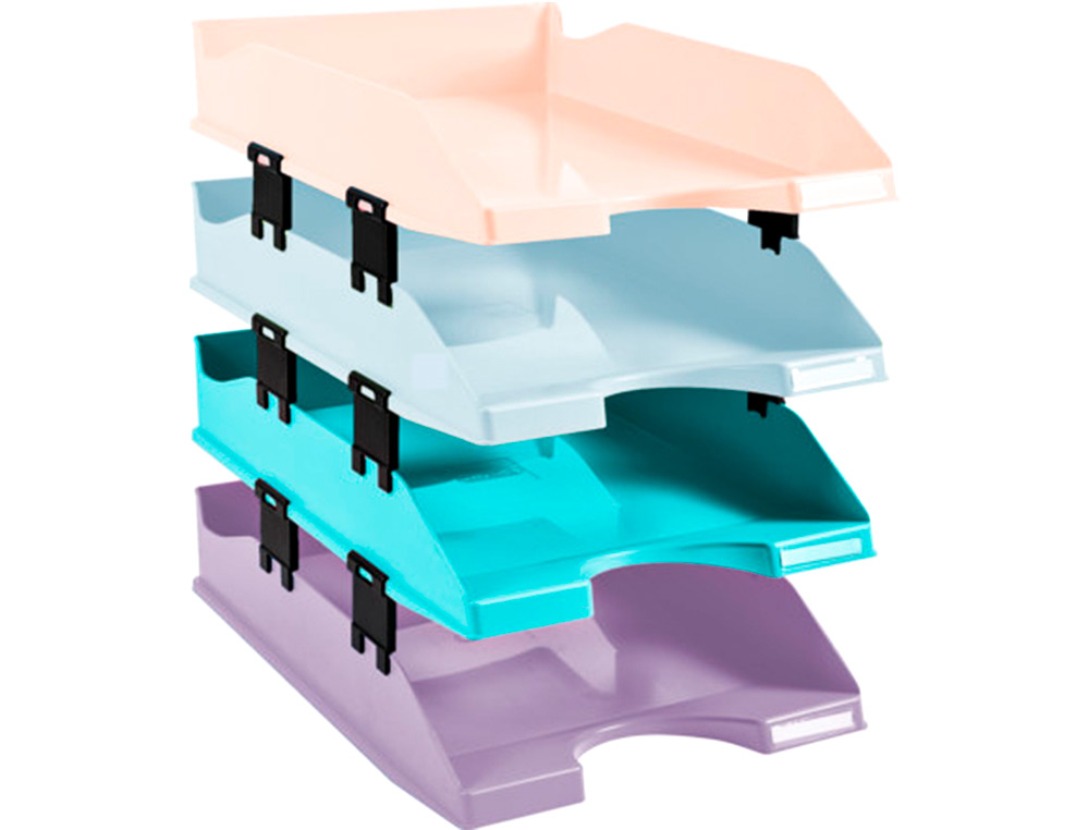 Tabuleiro de secretaria exacompta aquarel set de 4 bandejas combo midi cores pastel 346x225x243 mm ( Imagem 2 de 5 ) - Preview