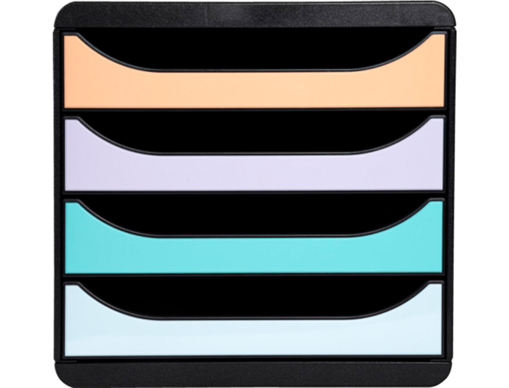 Bloco classificador de secretaria exacompta big-box aquarel preto 4 gavetas cores pastel glossy ( Imagem 2 de 4 ) - Preview