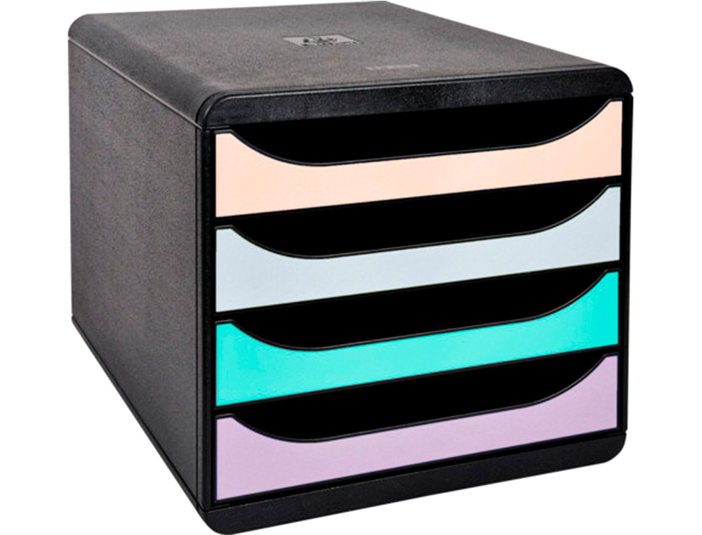 Bloco classificador de secretaria exacompta big-box aquarel preto 4 gavetas cores pastel glossy ( Imagem 3 de 4 ) - Preview