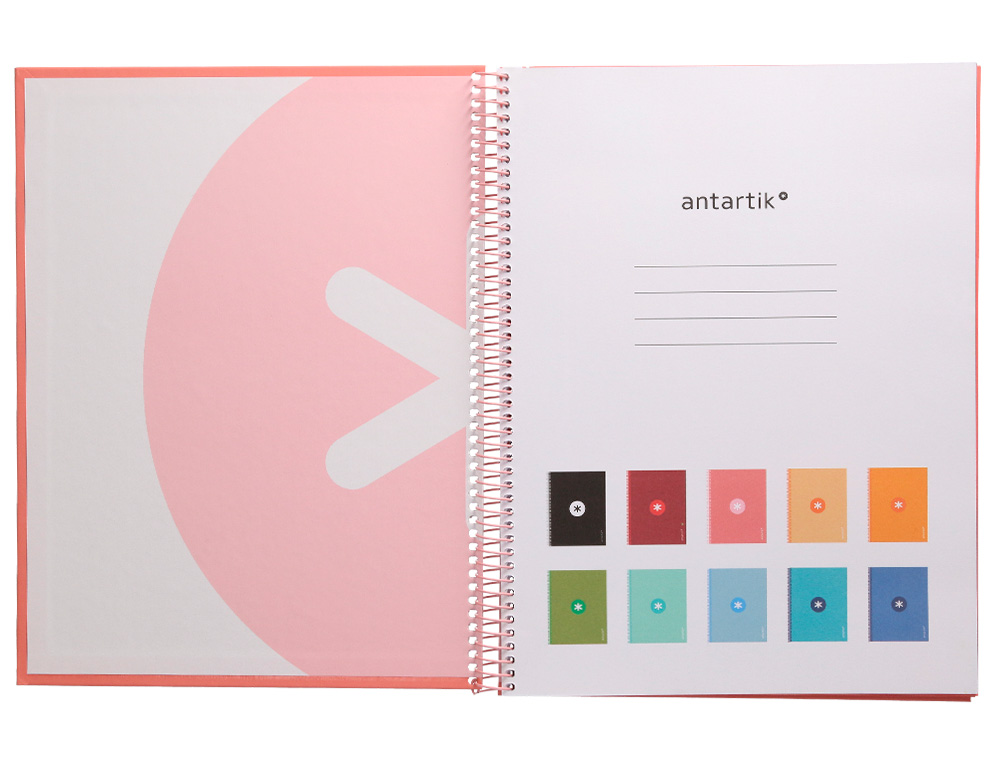 Caderno espiral liderpapel din a4 antartik capa forrada 80f 90 gr pautado 1 banda 4 furos cor rosa claro ( Imagem 4 de 9 ) - Preview