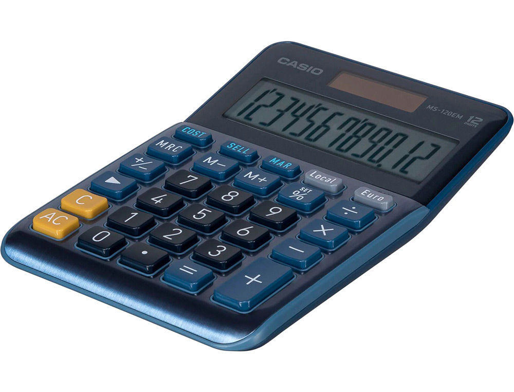 Calculadora casio ms-120em secretaria 12 digitos tx +/- tecla duplo zero cor azul ( Imagem 3 de 7 ) - Preview