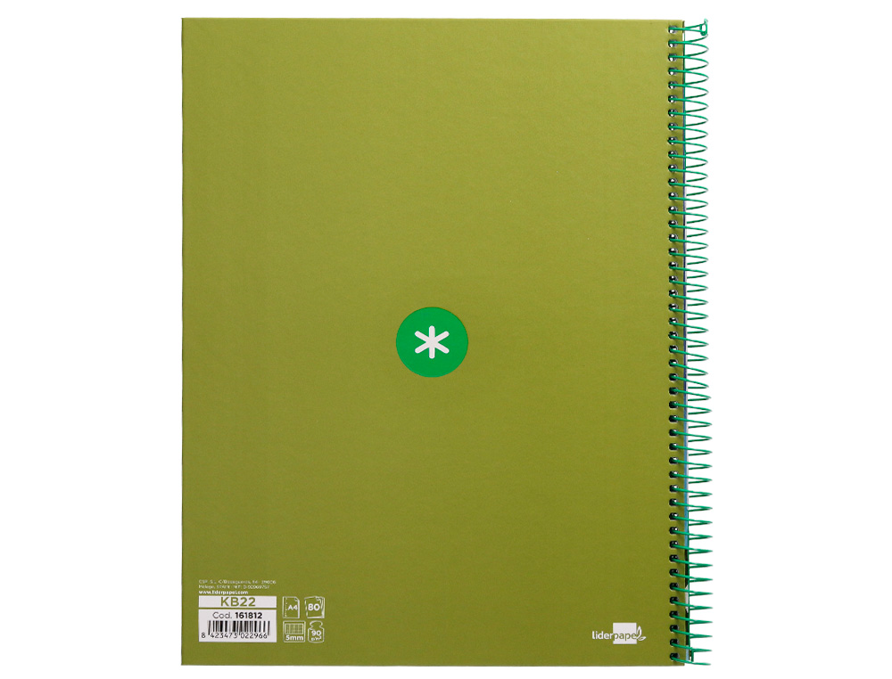 Caderno espiral liderpapel din a4 antartik capa forrada 80f 90 gr quadricula 5mm 1 banda 4 furos cor verde ( Imagem 3 de 9 ) - Preview