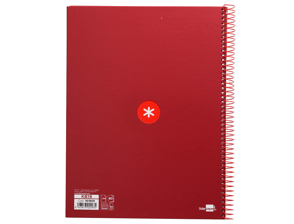 Caderno espiral liderpapel din a4 antartik capa forrada 80f 90 gr quadricula 5mm 1 banda 4 furos cor framboesa ( Imagem 3 de 9 ) - Preview