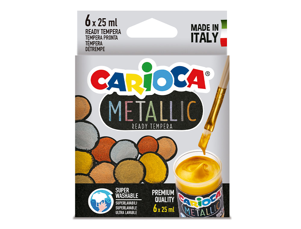 Guache escolar carioca metallic frasco 25 ml caixa de 6 cores sortidas ( Imagem 2 de 3 ) - Preview