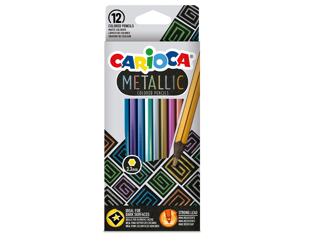 Lapis de cor carioca metallic hexagonal mina 3,3 mm caixa de 12 cores sortidas ( Imagem 2 de 4 ) - Preview