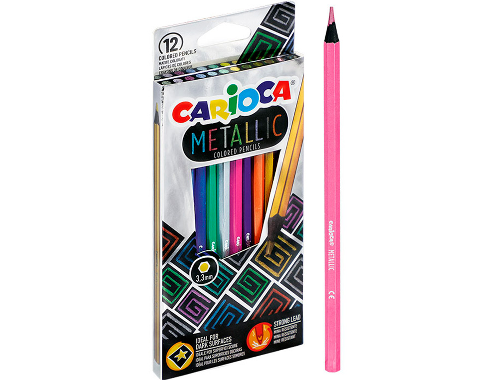 Lapis de cor carioca metallic hexagonal mina 3,3 mm caixa de 12 cores sortidas ( Imagem 3 de 4 ) - Preview