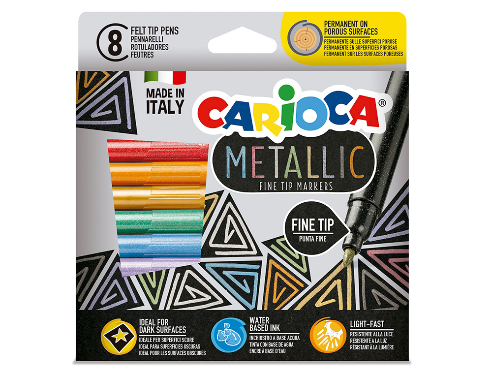 Marcador Carioca Metallic Ponta Fina Caixa de 8 Cores Sortidas ( Imagem 3 de 7 ) - Preview