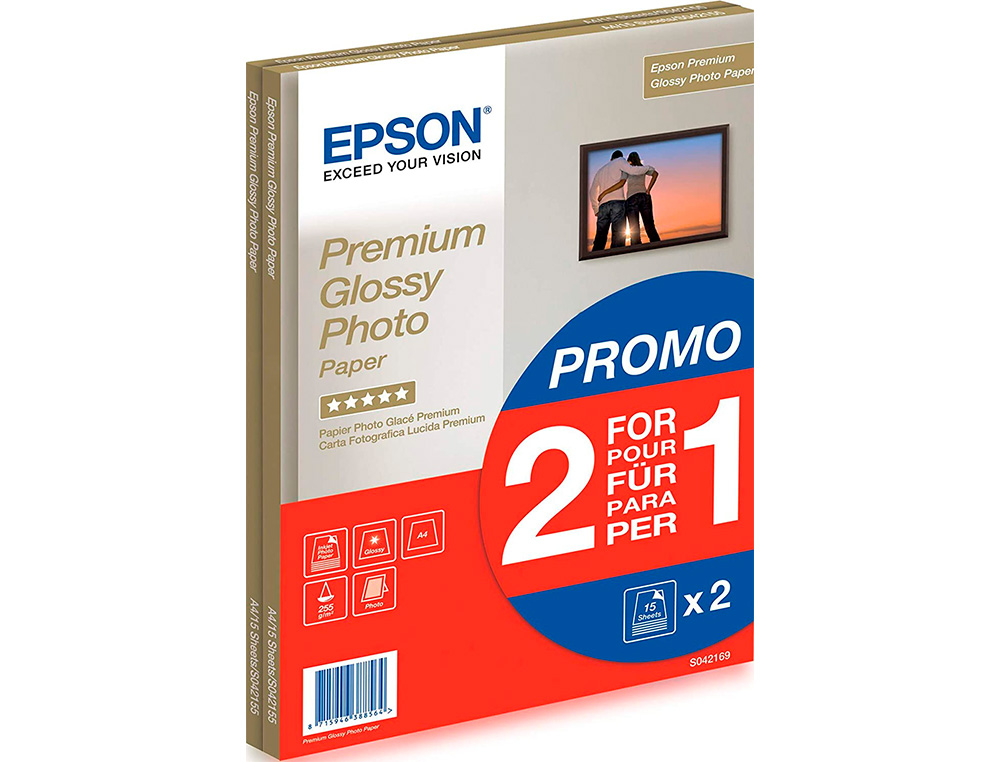 Papel fotografico epson premiun glossy photo acetinado din a4 promo 2 x 15 folhas 225 gr ( Imagem 2 de 4 ) - Preview