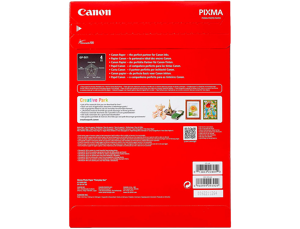 Papel foto canon a4 brilhante 170gr/m2 pack 100 folhas ( Imagem 3 de 4 ) - Preview