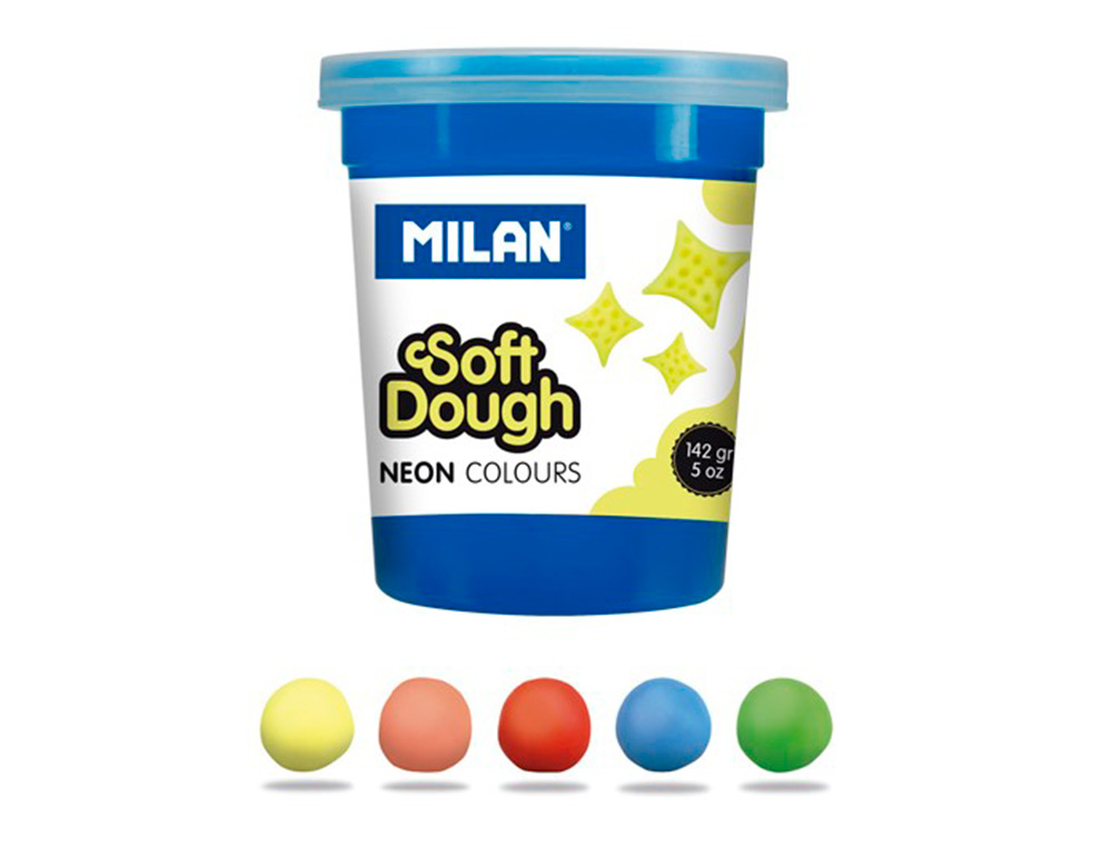 Plasticina milan para modelar soft dough neon caixa de 5 frascos cores sortidas 142 g ( Imagem 4 de 5 ) - Preview