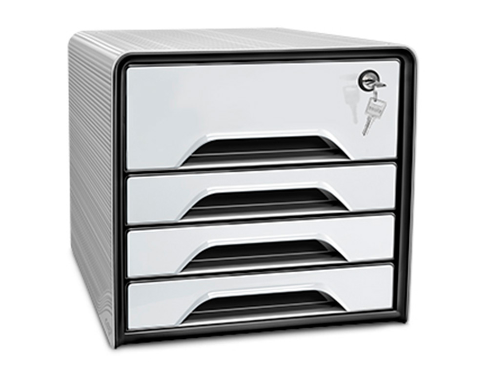 Fichero cajones de sobremesa cep smoove secure con cerradura 4 cajones color blanco/negro 288x360x270 mm ( Imagem 2 de 6 ) - Preview