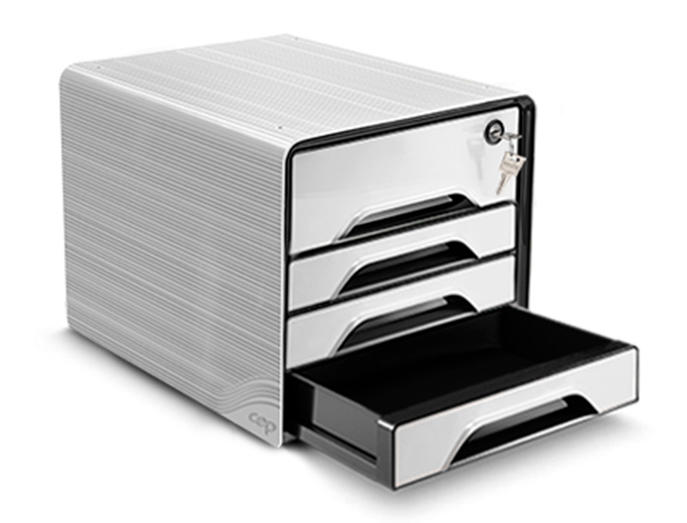 Fichero cajones de sobremesa cep smoove secure con cerradura 4 cajones color blanco/negro 288x360x270 mm ( Imagem 4 de 6 ) - Preview