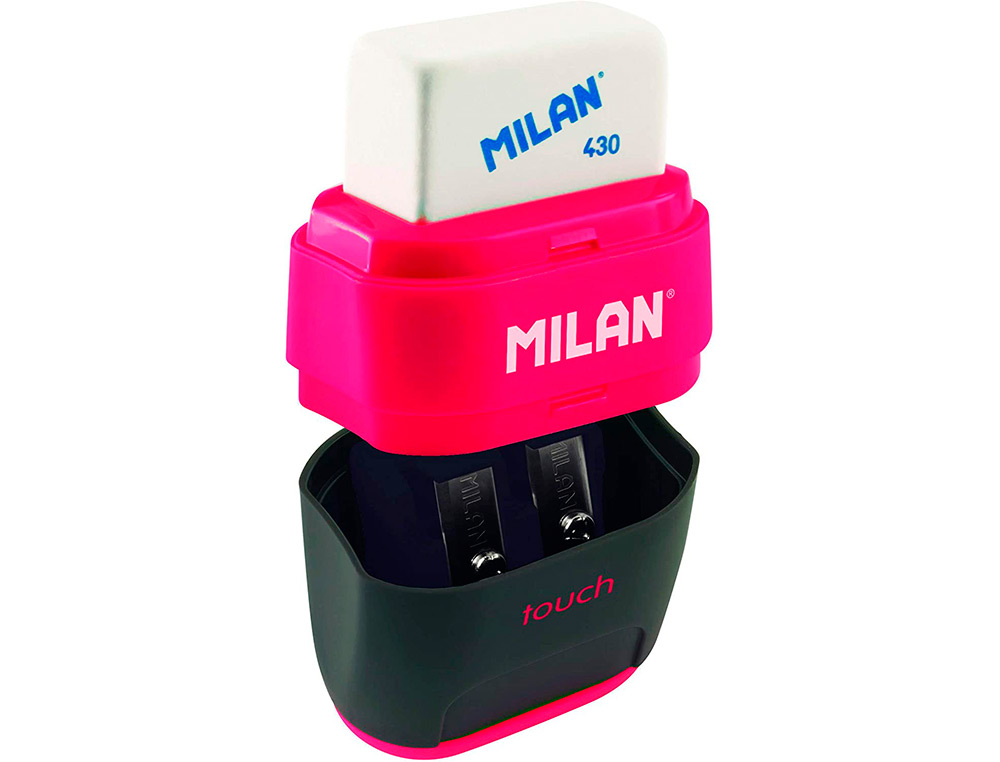 Apara lapis milan compact touch duo plastico 2 usos com borracha + 2 recargas de borracha ( Imagem 5 de 7 ) - Preview