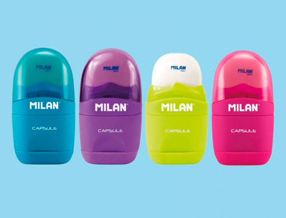 Apara Lápis MIlan Capsule Plástico 1 uso com Borracha + 2 Recargas de Borracha ( Imagem 3 de 7 ) - Preview