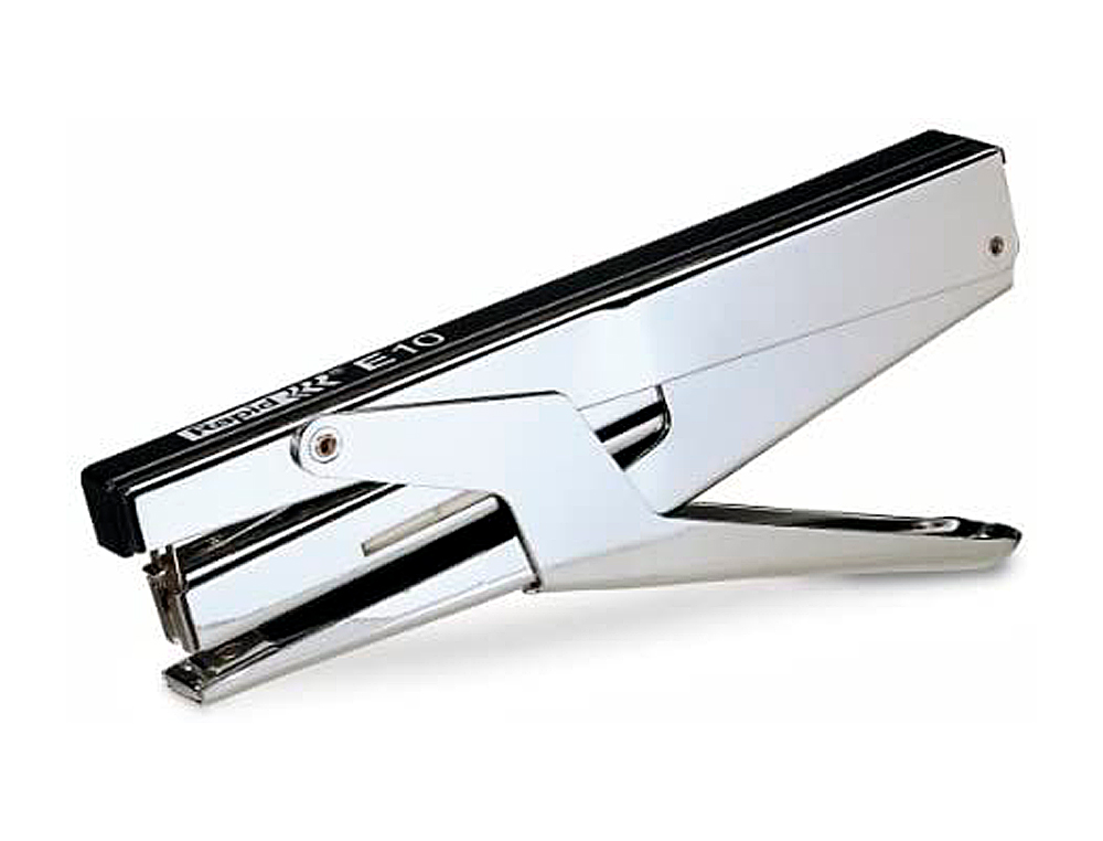 E10 lever-operated quick stapler, chrome/black, 15-sheet capacity, uses #10 staples. ( Imagem 2 de 6 ) - Preview
