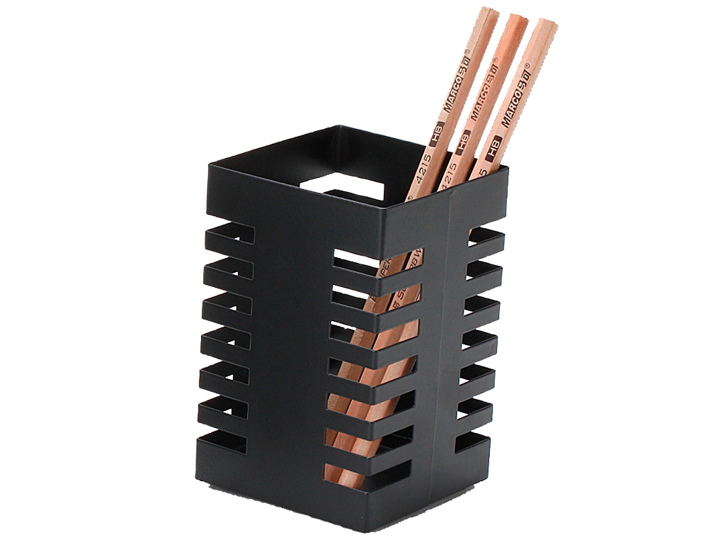 Porta lapis q-connect metal quadrado preta diametro 72 mm altura 108 mm ( Imagem 2 de 2 ) - Preview
