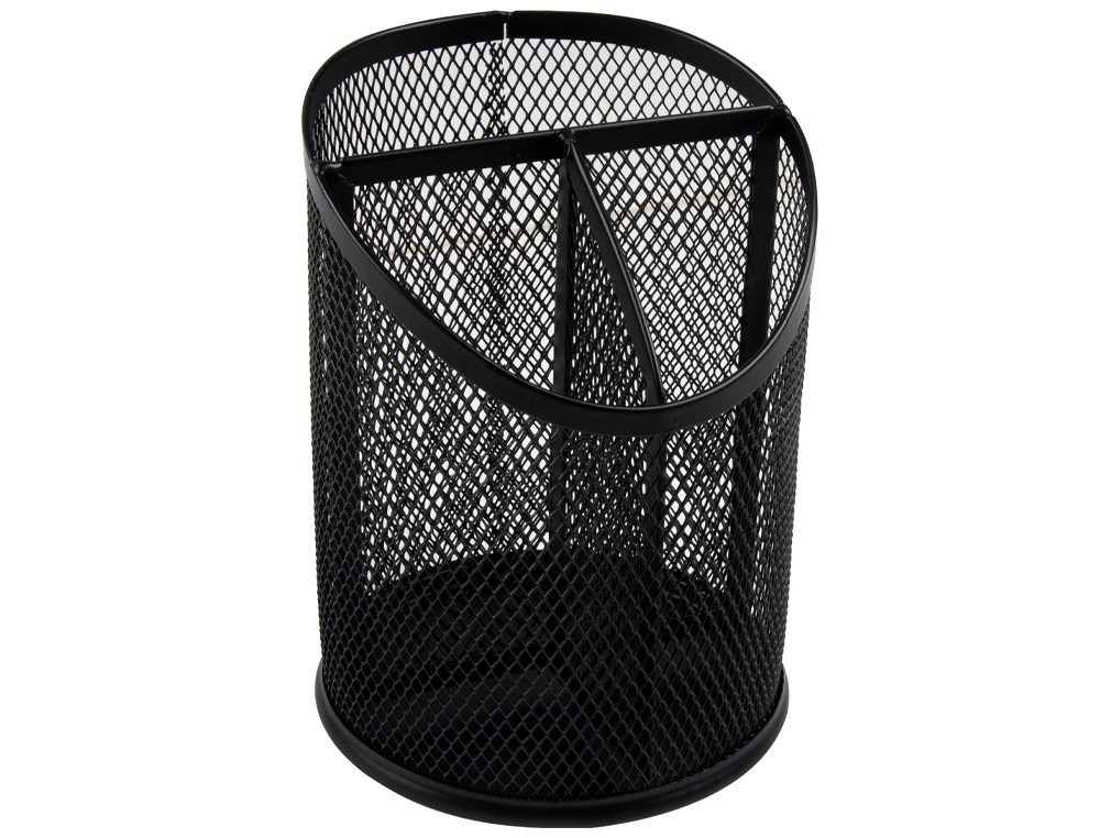 Porta lapis q-connect metal rede preta com 3 compartimentos diametro 110 altura 147 mm ( Imagem 2 de 2 ) - Preview