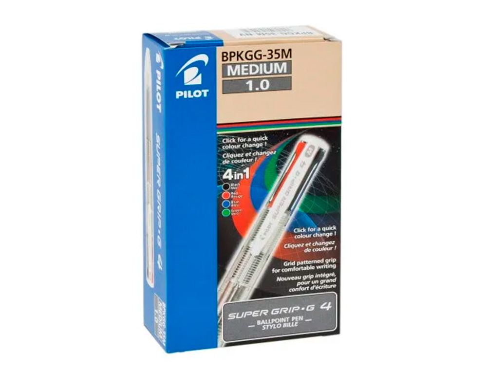 Esferografica pilot supergrip g 4 cores retratil tinta base de oleo corpo cor preto (12 unidades) ( Imagem 2 de 6 ) - Preview