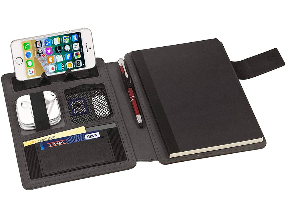 Porta notas carchivo venture din a5 com suporte para smartphone caderno cor cinza ( Imagem 4 de 4 ) - Preview