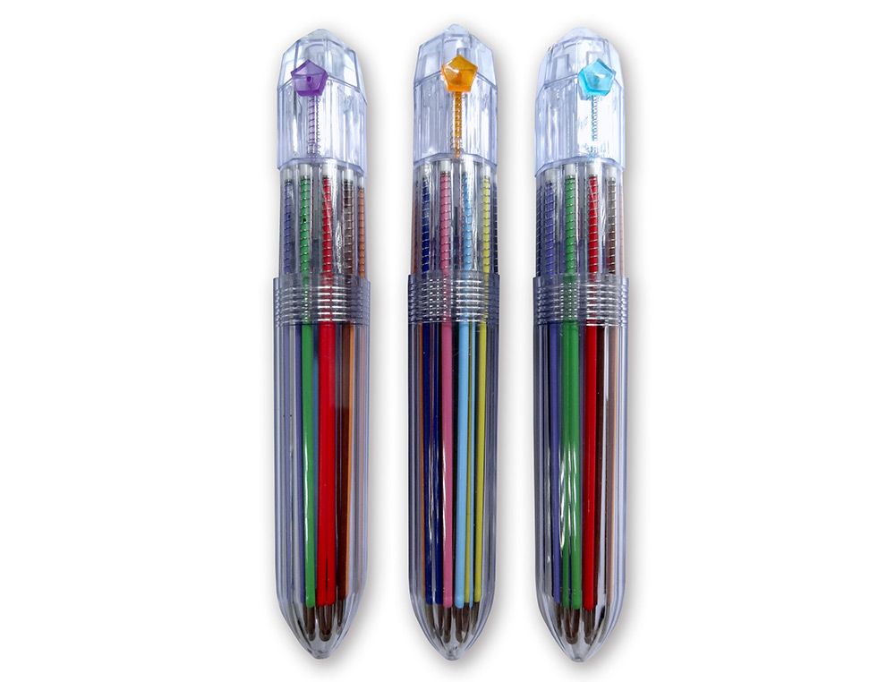Esferografica liderpapel 10 em 1 corpo transparente 10 cores 1 mm retratil (36 unidades) ( Imagem 4 de 11 ) - Preview