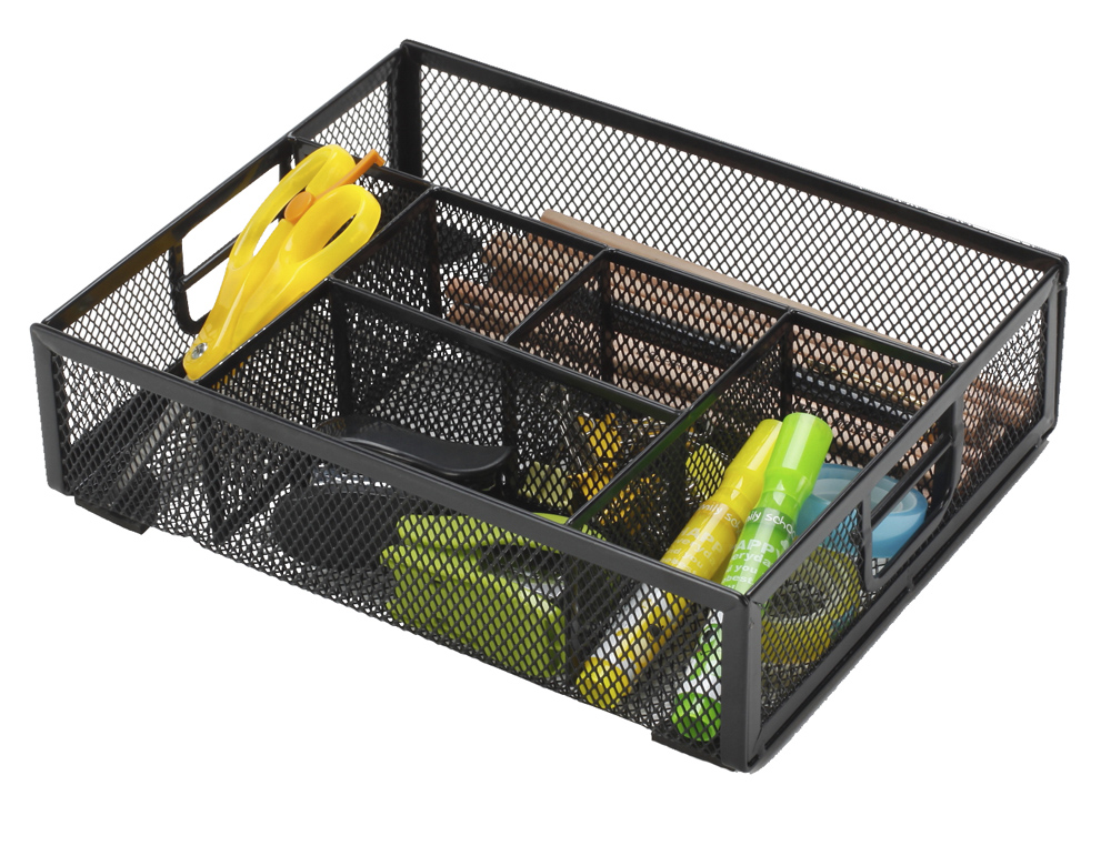 Organizador de Secretária Q-Connect Bandeja Metálica Turquesa com 6 Departamentos 235x183x65 mm ( Imagem 2 de 6 ) - Preview