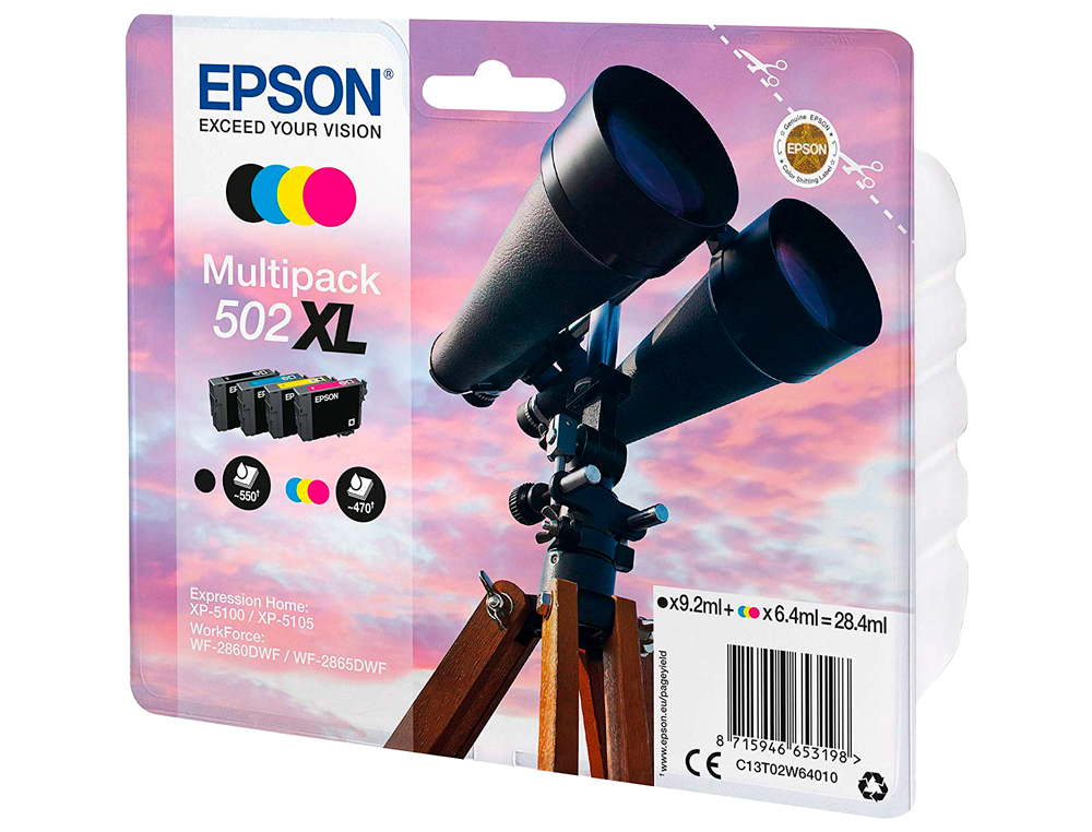 Tinteiro epson 502 xl xp-5105 multipack preto amarelo cian e magenta ( Imagem 2 de 5 ) - Preview