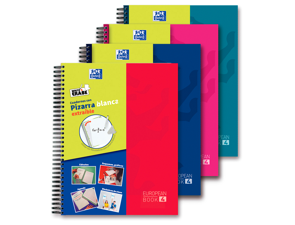 Caderno espiral oxford europeanbook 5 write&erase school classic din a4+ 120 folhas quadricula 5 mm com margem (5 unidades) ( Imagem 3 de 7 ) - Preview