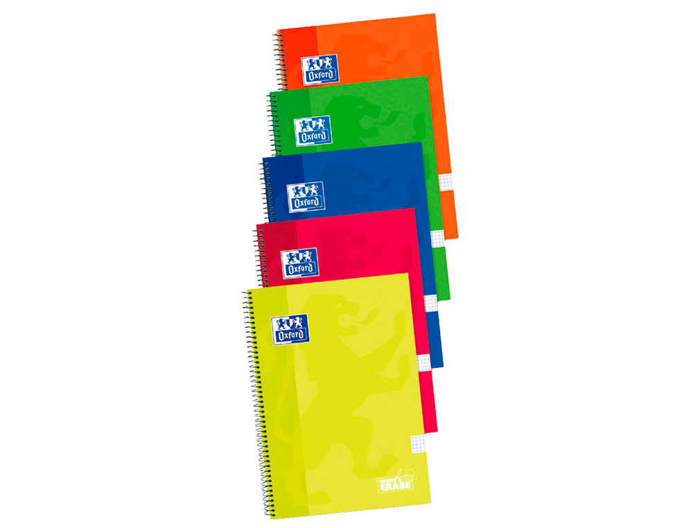 Caderno espiral oxford capa extradura folio 80 folhas quadricula 4 mm write&erase quadro pack 4+1 unidades cores vivas ( Imagem 3 de 4 ) - Preview