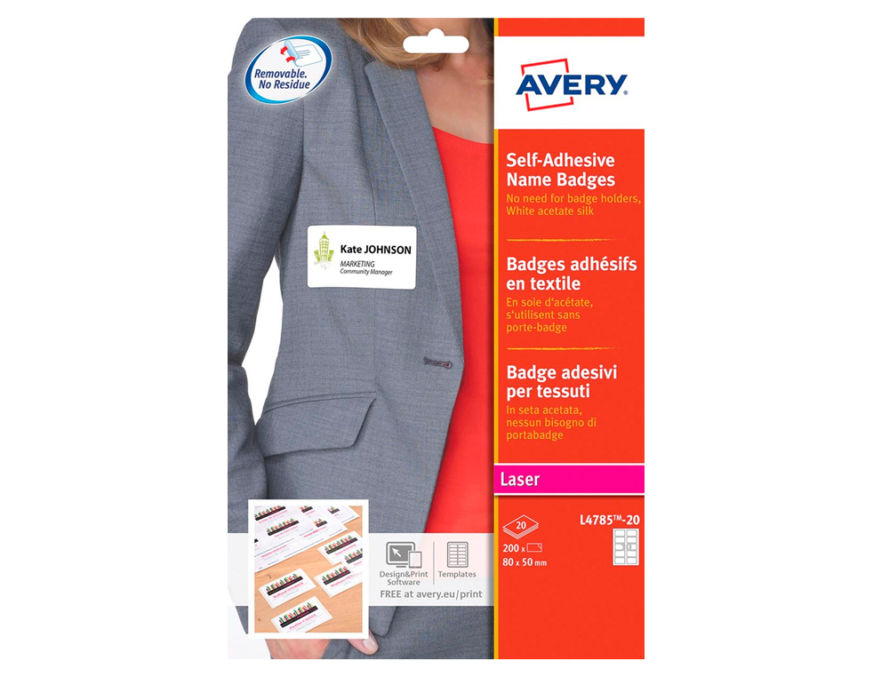 Etiqueta adesiva avery identificativa acetato de seda tamanho 80x50 mm removivel laser caixa de 100 unidades ( Imagem 2 de 9 ) - Preview