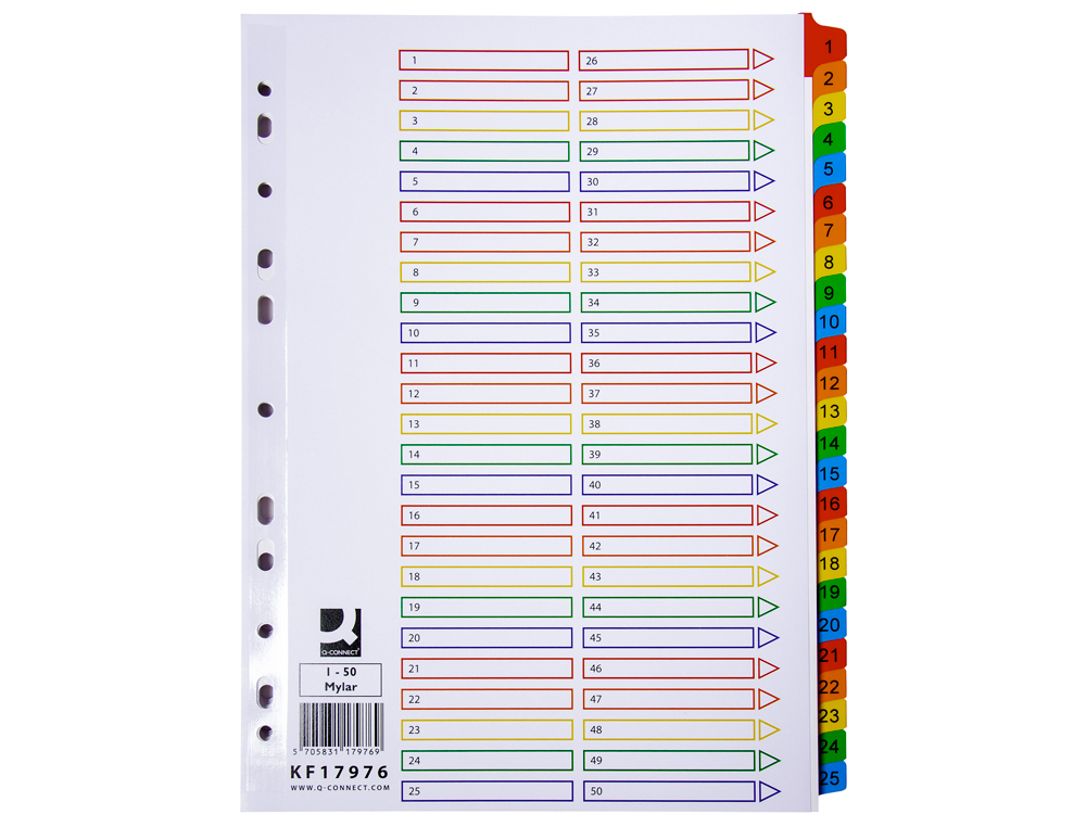 Separador q-connect numerico plastico 1-50 conjunto de 50 separadores din a4 ( Imagem 2 de 2 ) - Preview