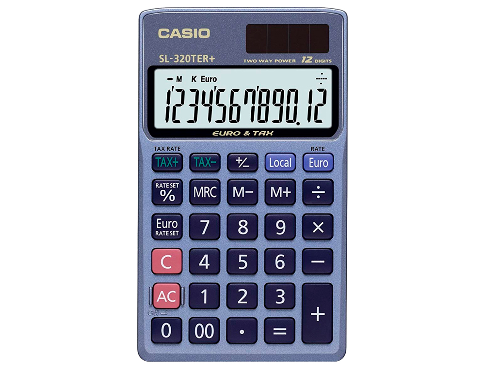 Calculadora casio sl-320ter bolso 12 digitos tax +/- conversao moeda tecla duplo zero cor azul ( Imagem 2 de 5 ) - Preview