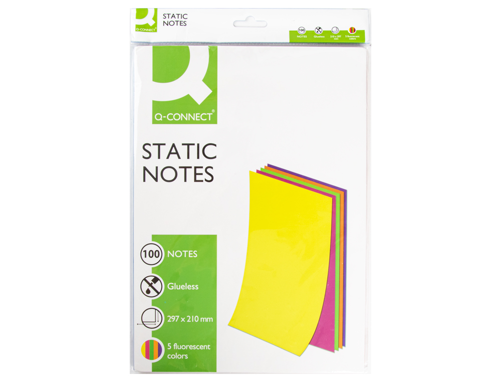 Bloco de notas magneticas q-connect 210x297 mm 100 folhas 5 cores fluorescentes ( Imagem 2 de 7 ) - Preview