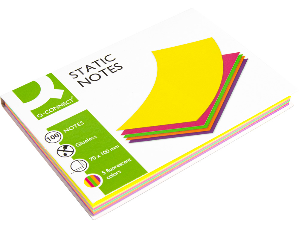 Bloco de Notas Magneticas Q-Connect 70x100 mm 100 folhas 5 Cores Fluorescentes ( Imagem 4 de 7 ) - Preview