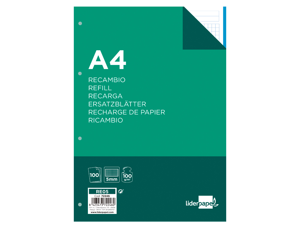 LIDERPAPEL Ruled Paper Refill (A4 - 100 Sheets) m2 46 4 holes ( Imagem 5 de 17 ) - Preview
