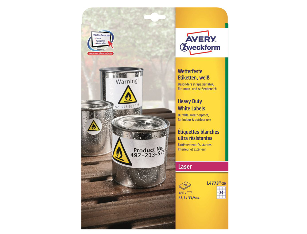Etiqueta adesiva avery poliester branco 63,5x33,9 mm para impressora laser pack de 480 unidades ( Imagem 5 de 7 ) - Preview