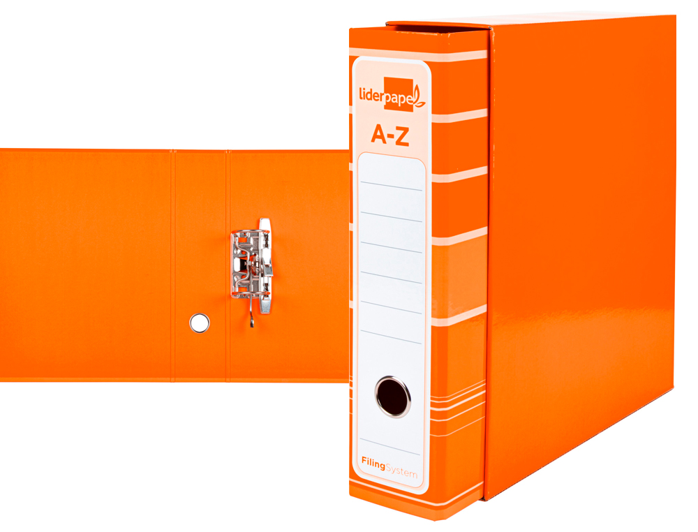 Pasta de arquivo de alavanca liderpapel filing system cartao forrado din a4 com caixa laranja ( Imagem 5 de 18 ) - Preview