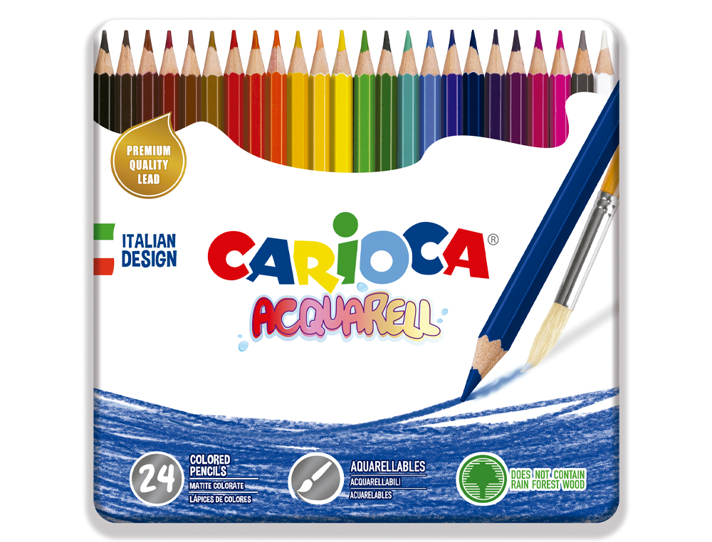 Lapis de cores carioca aguarelavel caixa metalica de 24 cores sortidas ( Imagem 3 de 3 ) - Preview