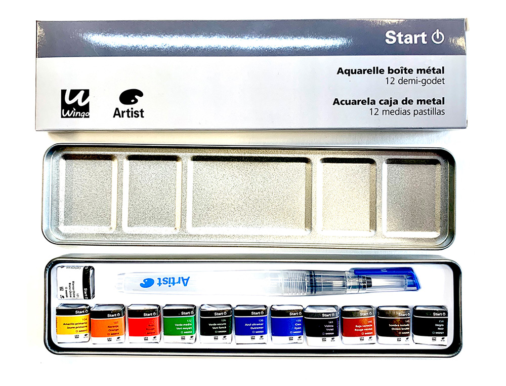 Aguarela artist start caixa metal 12 cores sortidas + pincel recarregavel ( Imagem 5 de 6 ) - Preview