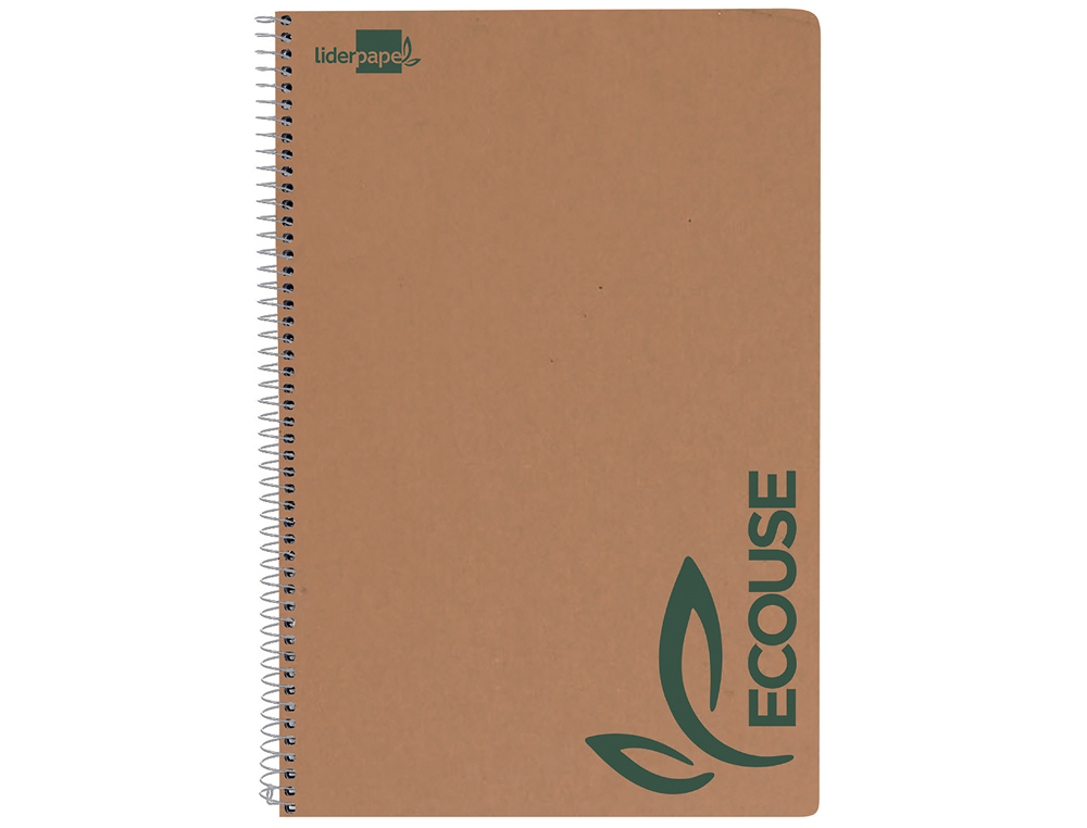 Bloc espiral liderpapel folio ecouse tapa cartulina kraft 80 hojas papel reciclado 60 gr cuadro 4 mm. con margen ( Imagem 5 de 20 ) - Preview