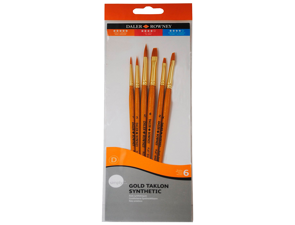 Pinceis daler rowney simply art cabo dourado blister de 6 unidades ( Imagem 2 de 3 ) - Preview