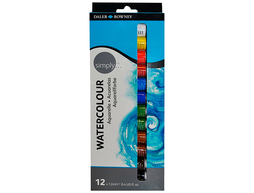Aguarela daler rowney simply caixa de 12 cores sortidas tubo de 12 ml ( Imagem 2 de 2 ) - Preview