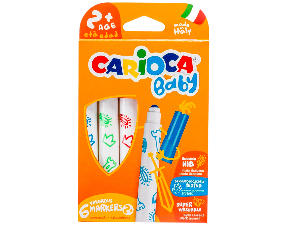 Marcador carioca baby 2 anos caixa 6 cores sortidas ( Imagem 2 de 4 ) - Preview