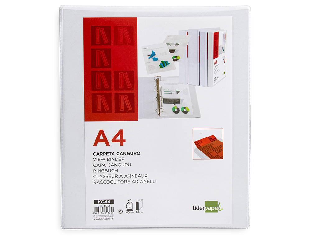 Pasta canguru liderpapel din a4 4 aneis de 40 mm ( Imagem 2 de 13 ) - Preview