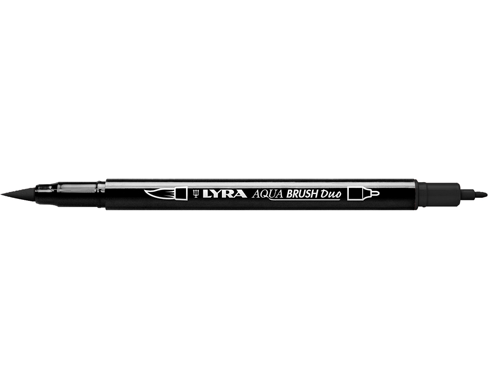 Marcador Lyra Aqua Brush Aguarelável Dupla Ponta Fina e Pincel Preto ( Imagem 2 de 6 ) - Preview