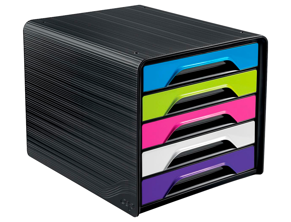 Blocos classificadores de secretaria cep 5 gavetas preto/multicolor flashy 360x288x270 mm ( Imagem 2 de 8 ) - Preview