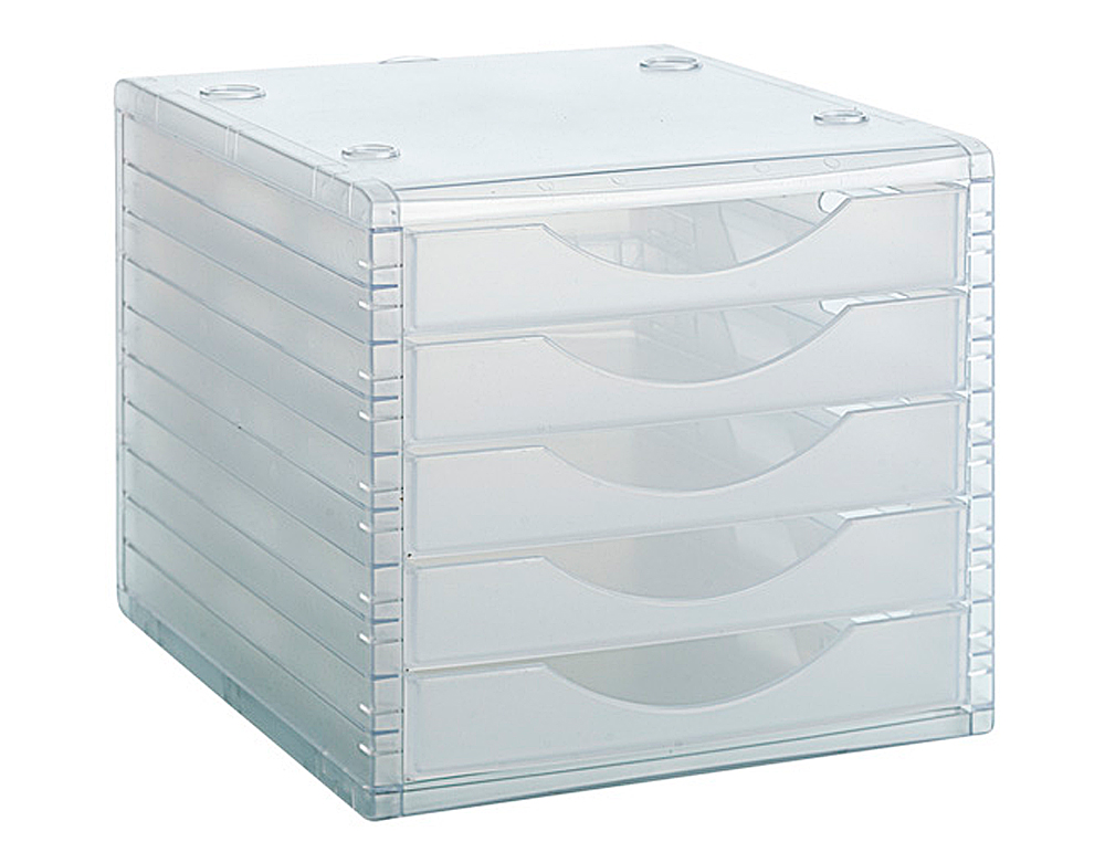 Bloco classificador de secretaria archivo 2000 empilhavels 5 gavetas transparente translucido 260x270x340 mm ( Imagem 2 de 3 ) - Preview