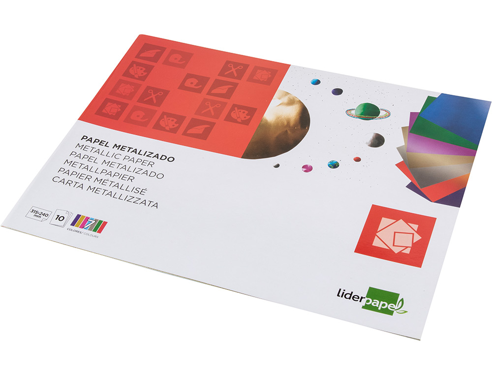 Bloco trabalhos manuais liderpapel papel metalizado 240x315 mm 10 folhas cores sortidas ( Imagem 4 de 7 ) - Preview