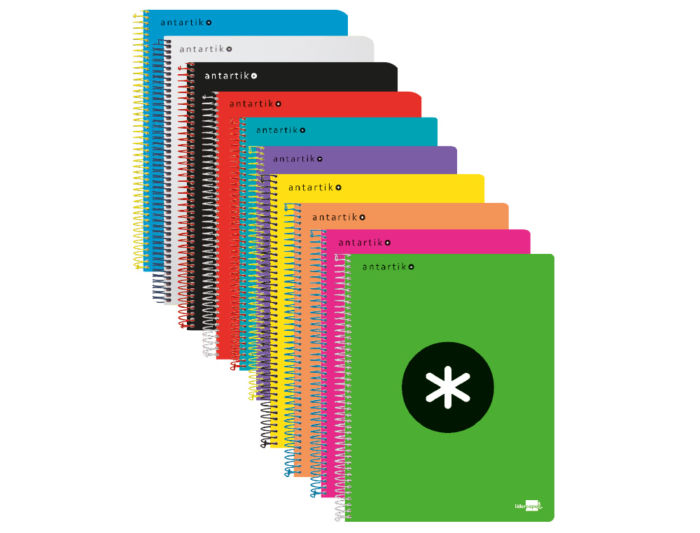 Caderno espiral liderpapel din a4 antartik 120 f 100 gr quadricula 5mm 5 bandas de cores cores sortidas (12 unidades) ( Imagem 4 de 12 ) - Preview